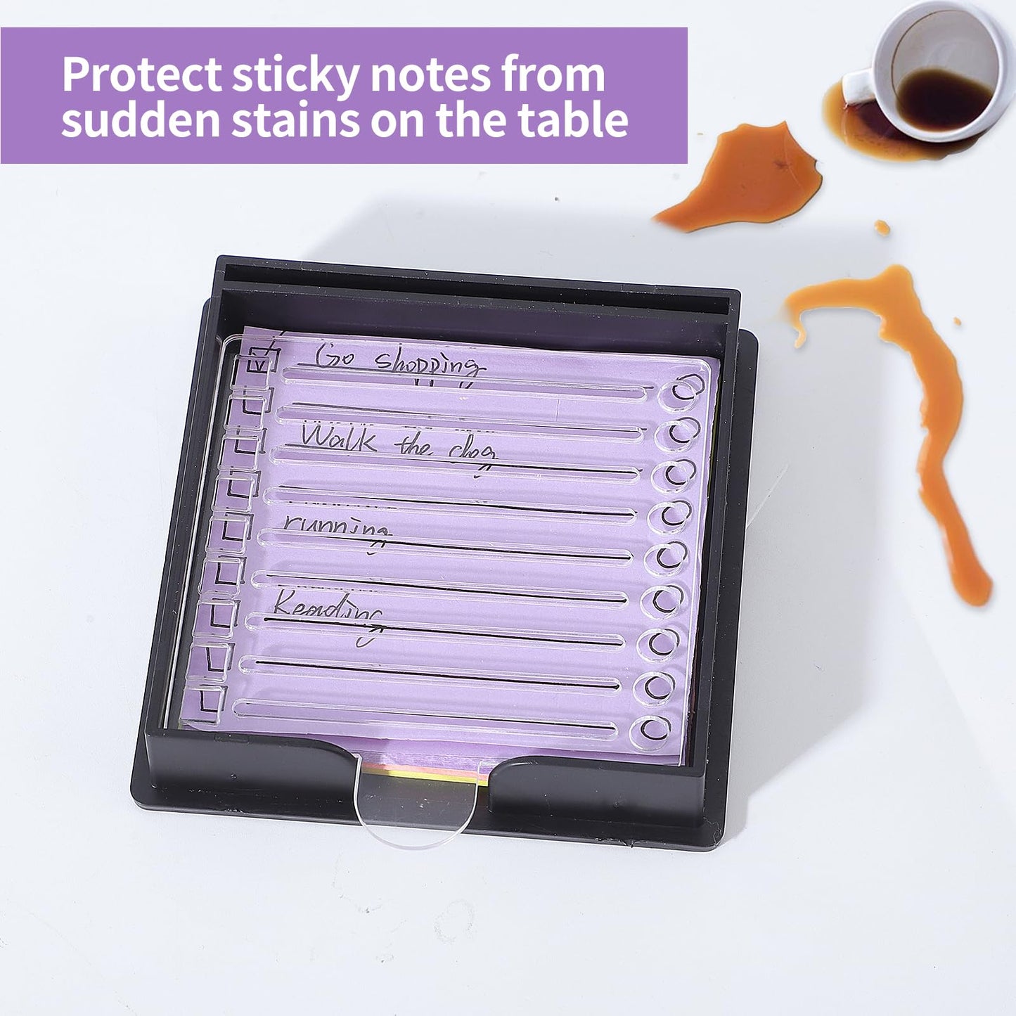 BESARME Sticky Note Holder 3x3 Sticky Note Stencil with 7 Template, Sticky Note Stencil and Holder Note Dispenser for Desk Home Office