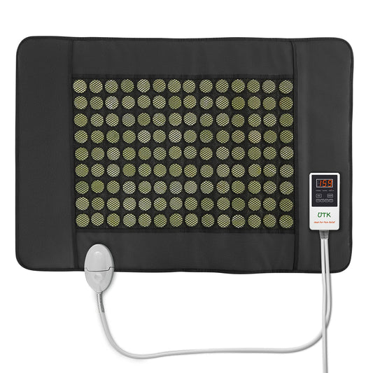 UTK Upgrade Far Infrared Heating Pad for Back, 5X Deeper Pain Relief Pure Jade Heating Pad with 153 Natural Jades, Hotter to 159℉, Weighted Electric Mat with Larger Heat Area, 4H Auto-Off, 31"x 21"