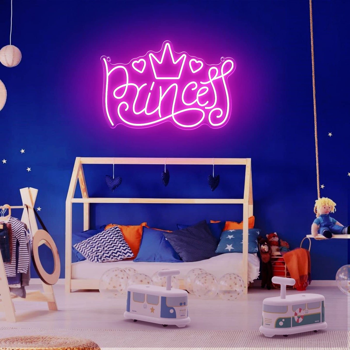 Princess Neon Signs for Wall Decor, Large LED Lights Sign Unique Art Ornaments with Switch, Chirstmas Birthday Party Decoration, Gift for Girl Boys.