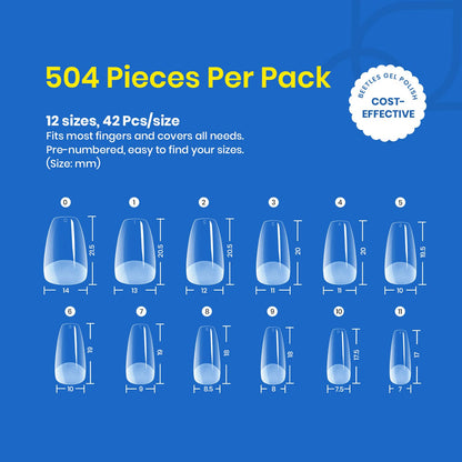Beetles Gel Nail Kit Short Almond, 240Pcs Easy Nail Extension Set Shaped Clear Tips with 5 in 1 Nail Glue Base & Top Coat and Mini UV Lamp, Nail Tips Art Acrylic Nail Kit Gifts for Women