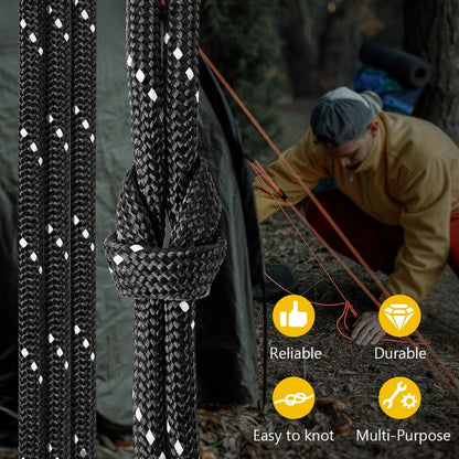 750Ib Reflective Paracord Rope, 1000', 4mm 11 Strand Parachute Spool Cord with Collecting Bag, para Cord Lanyard for Clothsline, Hammock, Camping, Hiking and Survival