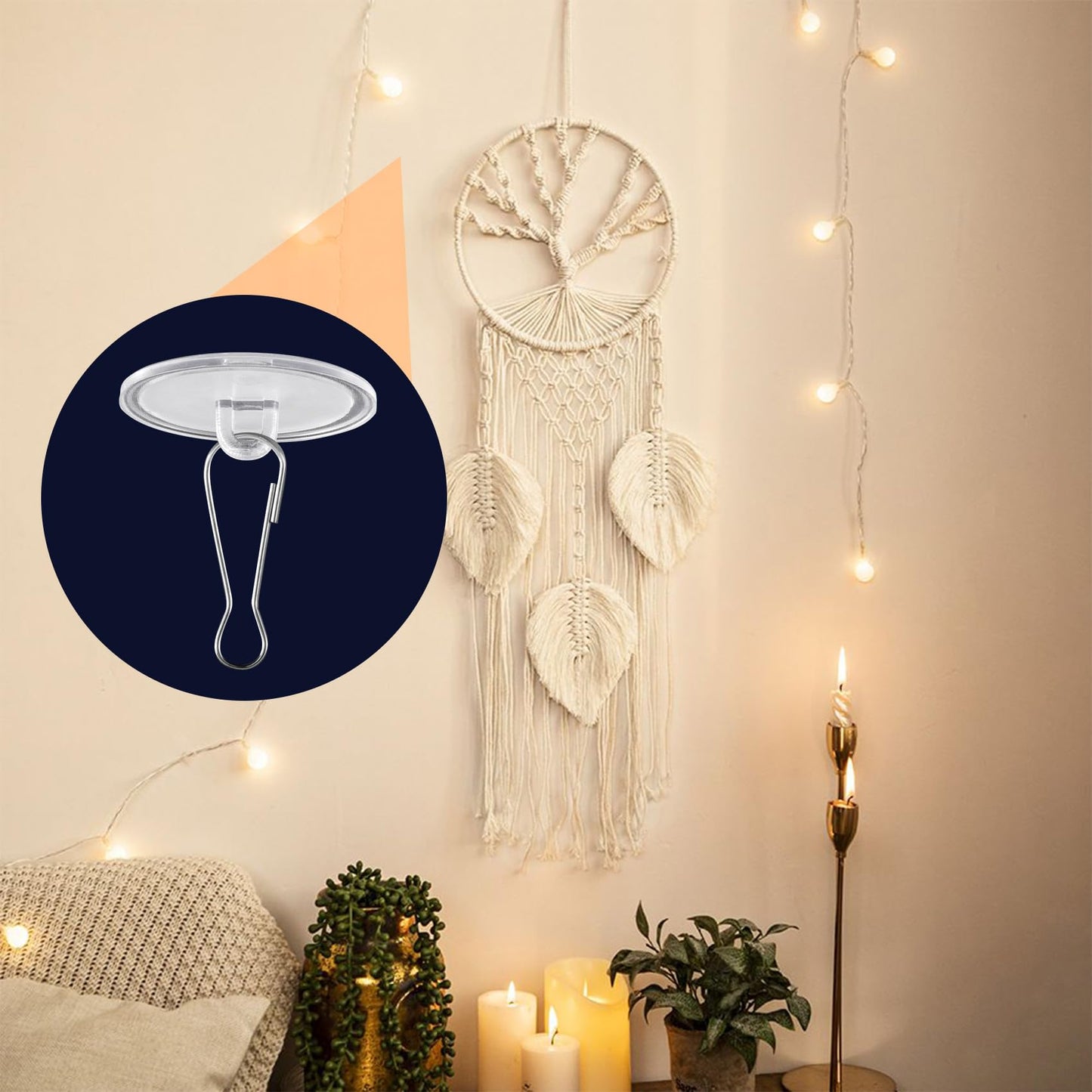 Mxxipp 100 Pack Self-Adhesive Ceiling Hooks for Hanging, Sticky Transparent Discs with Metal Hooks, No-Drill Wall Hanger for Christams Wedding Birthday Party Decorations