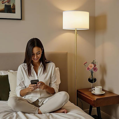 Dimmable Floor Lamps for Living Room,Gold Floor Lamp,Modern Standing Lamp with Marble Base,Tall Floor Lamp for Bedroom, Reading,Office & Kids' Room,LED Bulb Included(Gold)