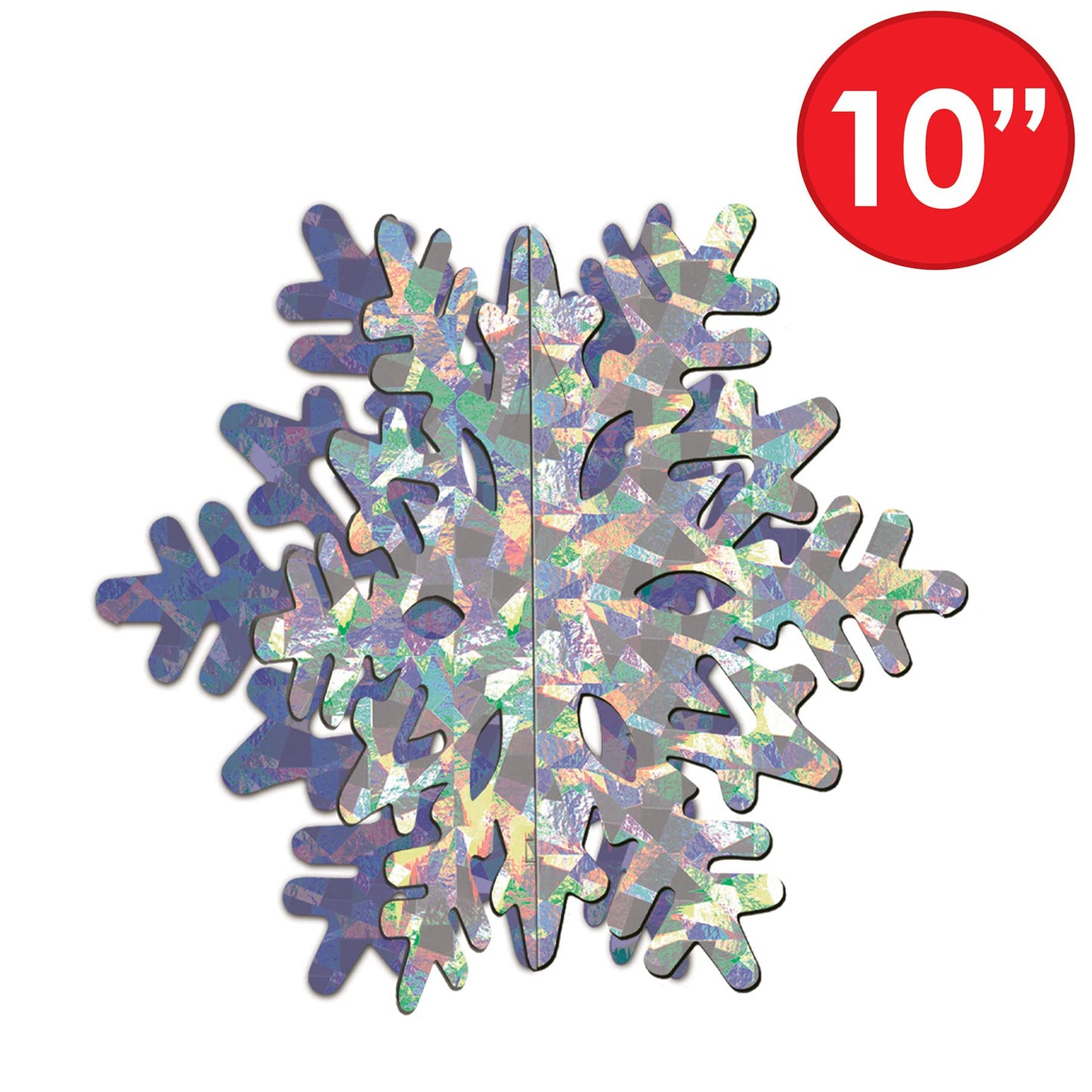 Beistle 3-D Prismatic Silver Snowflake Centerpieces, 10" Tall, Set of 3 - Holiday Winter Wonderland Snow Table Decoration