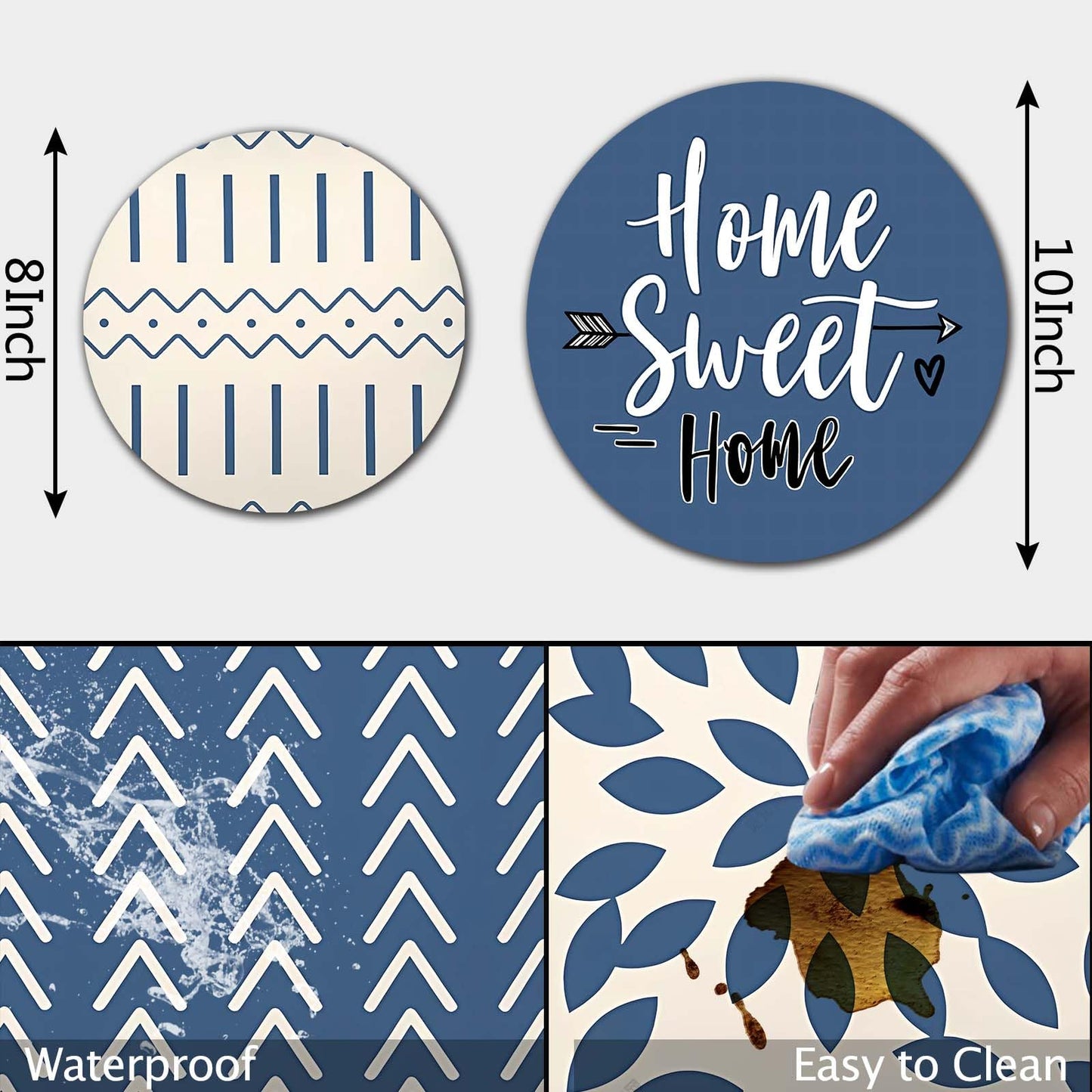 Home Sweet Home Electric Stove Burner Covers Modern Round Metal Stove Burner Covers,Set of 4,Beautiful Burner Covers,Light Blue Stove Top Covers Electric Stove Cooktop Decorative Kitchen Decor