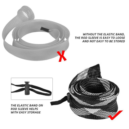 SF Standard Casting Fishing Rod Sock Fishing Rod Sleeve Rod Cover Braided Mesh Rod Protector Pole Gloves Fishing Tools White-Black-2PCS Fit Casting Rod 6-1/2FT to 7-1/2FT