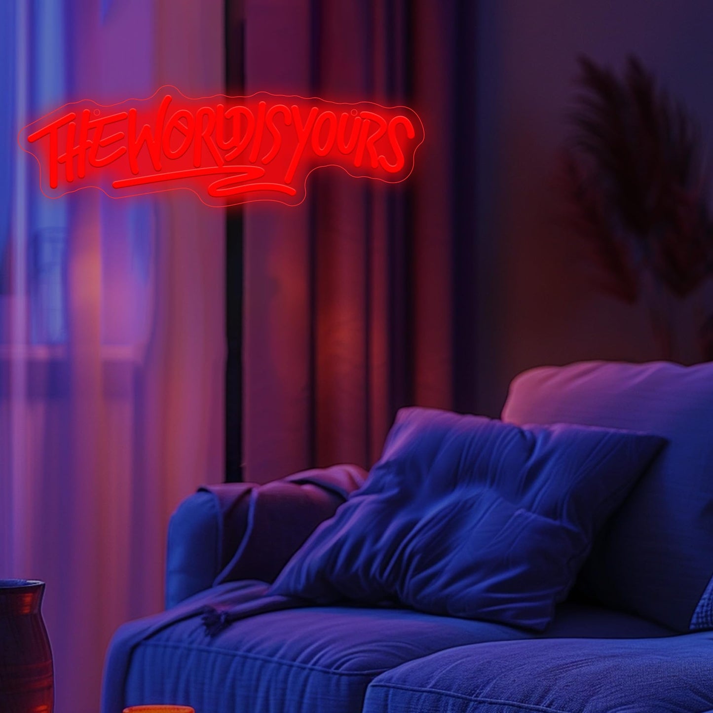 The World Is Yours Neon Sign, Bright Motivational LED Wall Light, The World Is Yours Neon Sign LED Sign for Bedroom, Game Room, Office, Bar — Aesthetic Neon Signs for Wall Decor
