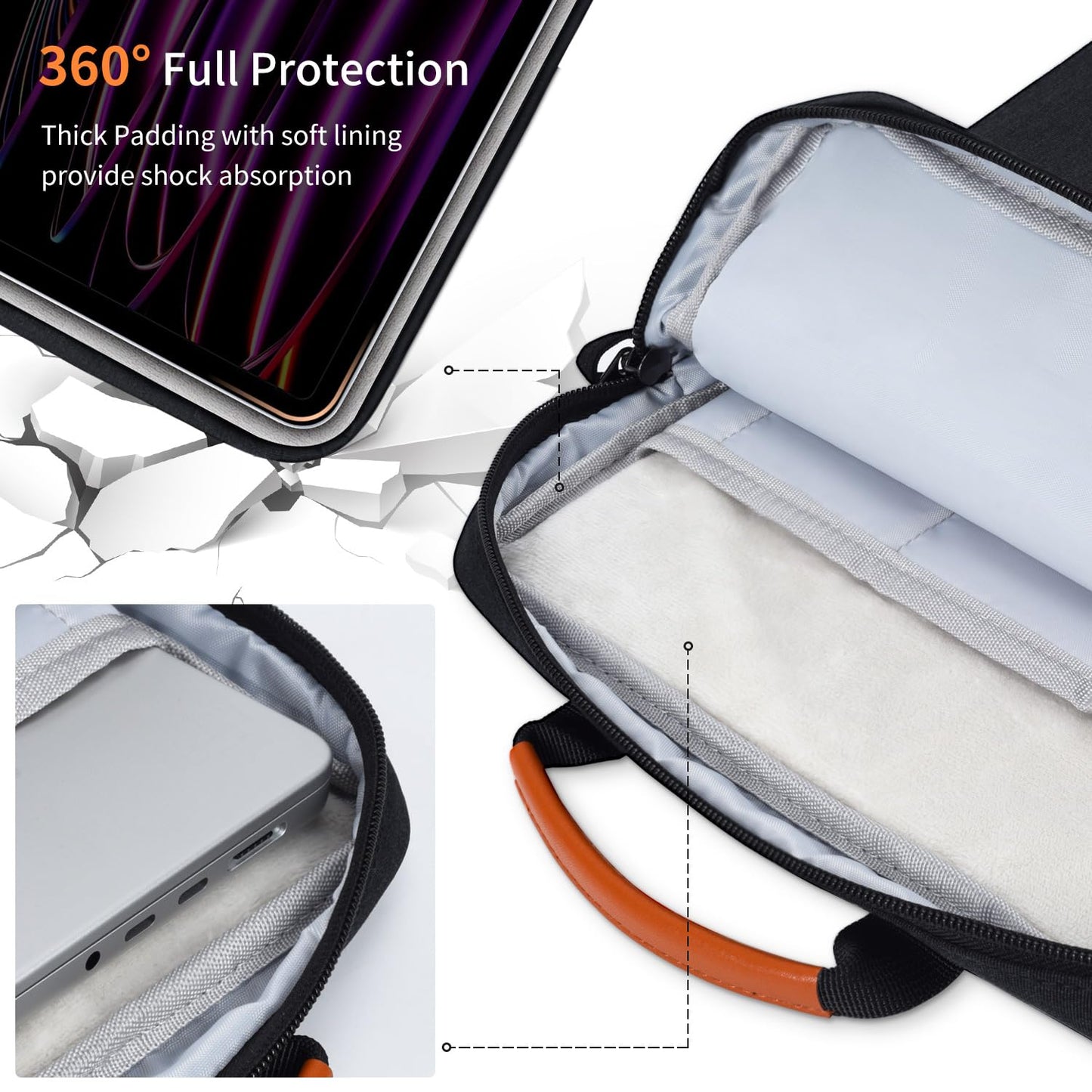 13 Inch Laptop Shoulder Bag Carrying Case for Macbook Air 13" M5 M4 A3449 A3420/ 2026 MacBook Neo A18 Pro A3404/ MacBook Pro 14" M5 M4 M3/ 13" iPad Pro/Air M5 M4, Vertical Laptop Sleeve Handbag, Black