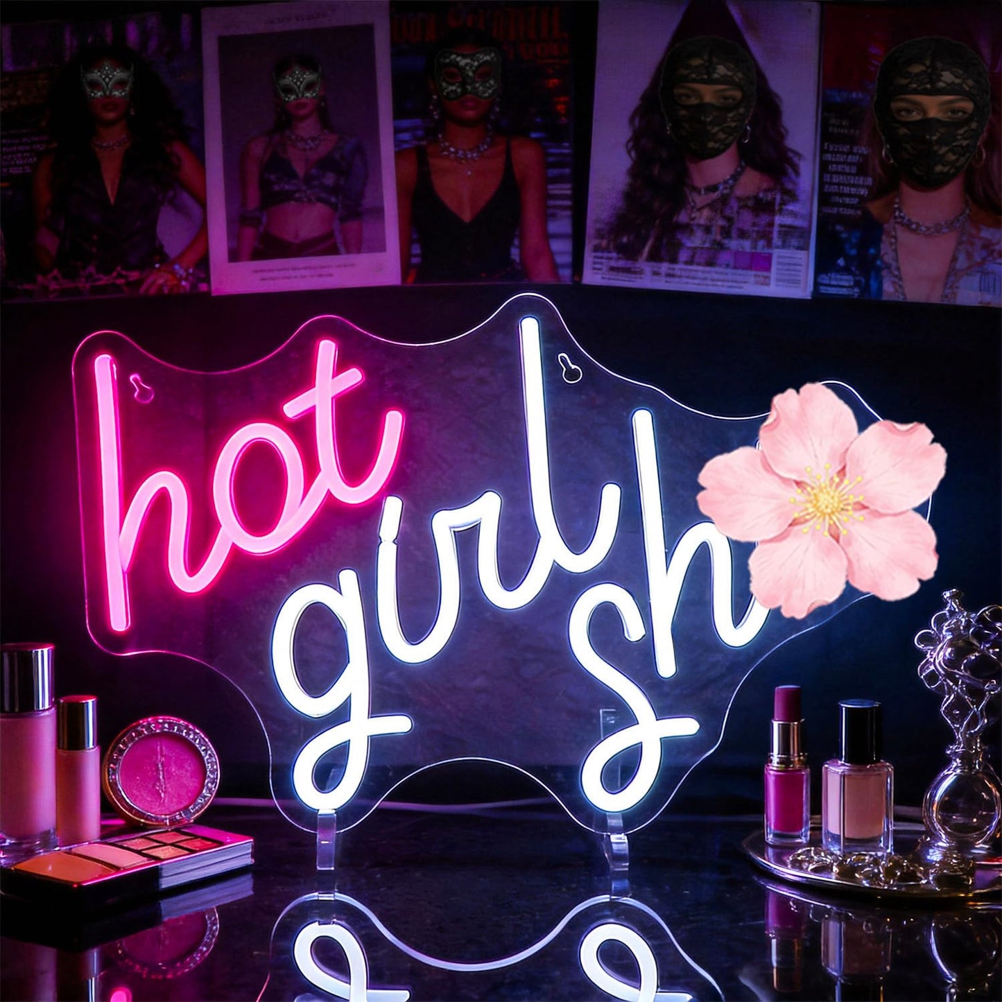 Qetibwk Neon Sign for Wall Decor Led Neon Signs Light Up Sign Room Decor Neon Lights Sign USB Powered (Hot girl)