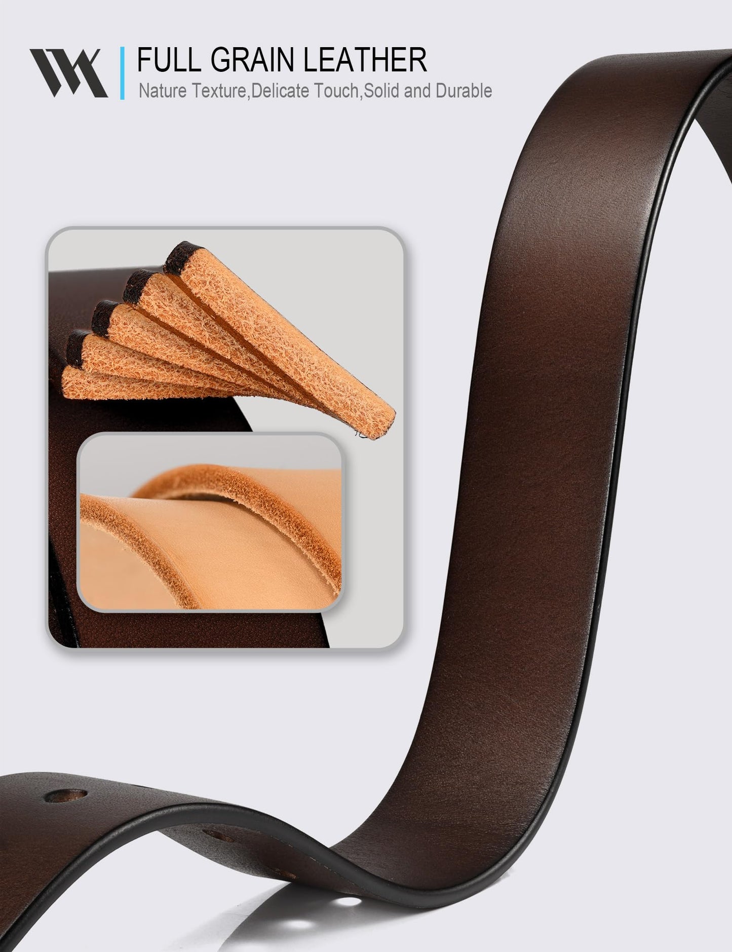 WOLFANT 1.5" Top Full Grain Leather Belt for Men in Gift Box,100% Italian Real Solid Leather