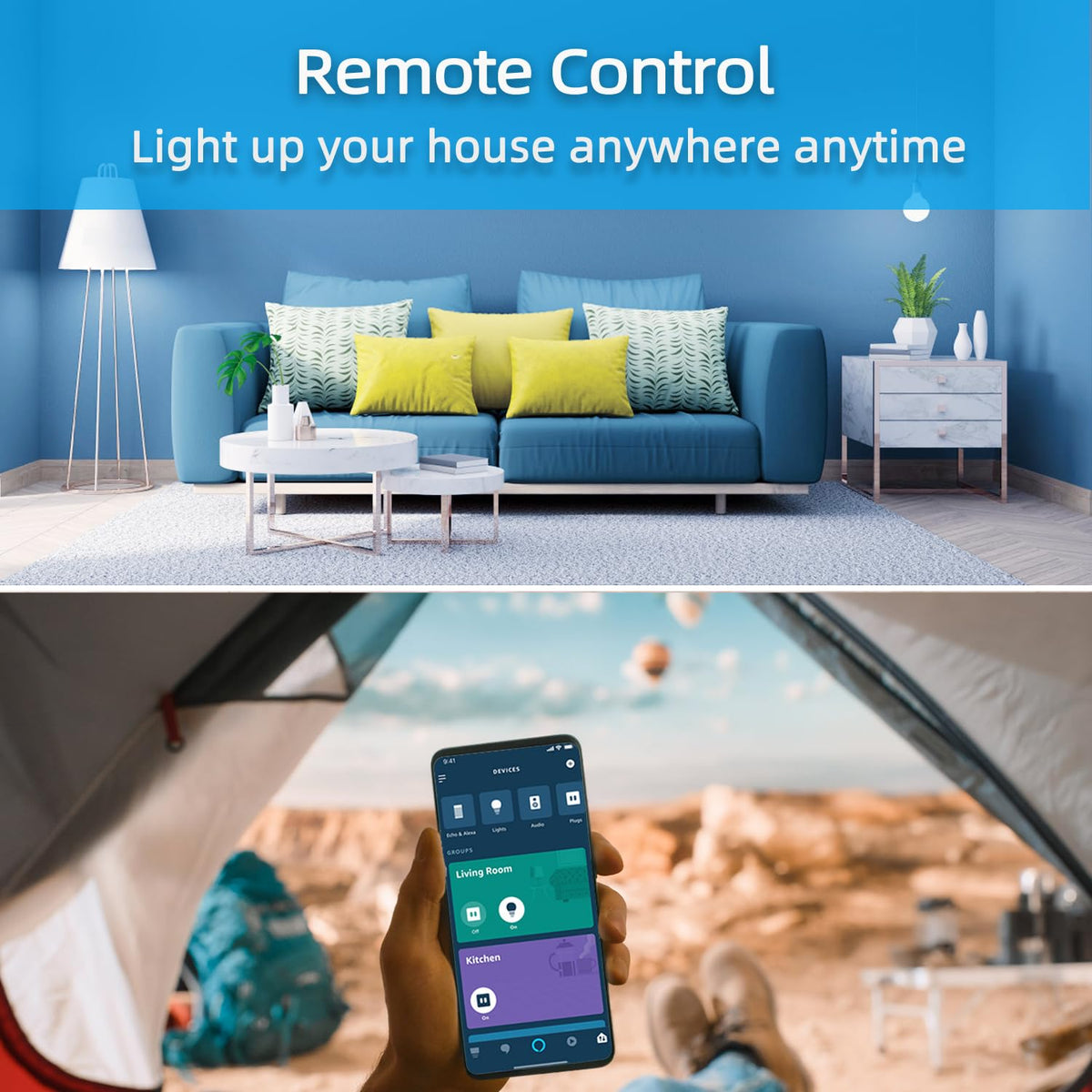 YNF Smart Plug, Simple Setup with One Voice Command, Works with Alexa Only, Remote Control with Timer Function, Bluetooth Mesh Outlet, Alexa Echo Required （2 Pack）