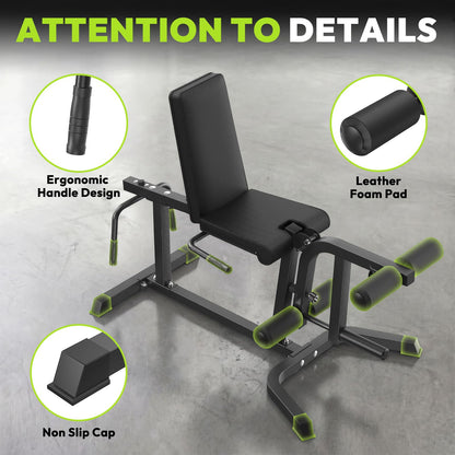 HANDBODE Leg Extension and Curl Machine, Adjustable Leg Curl Machine, Seated Leg Extension and Lying Curl Machine for Lower Body Workouts, Leg Workout Equipment Fit Weight Plate Set