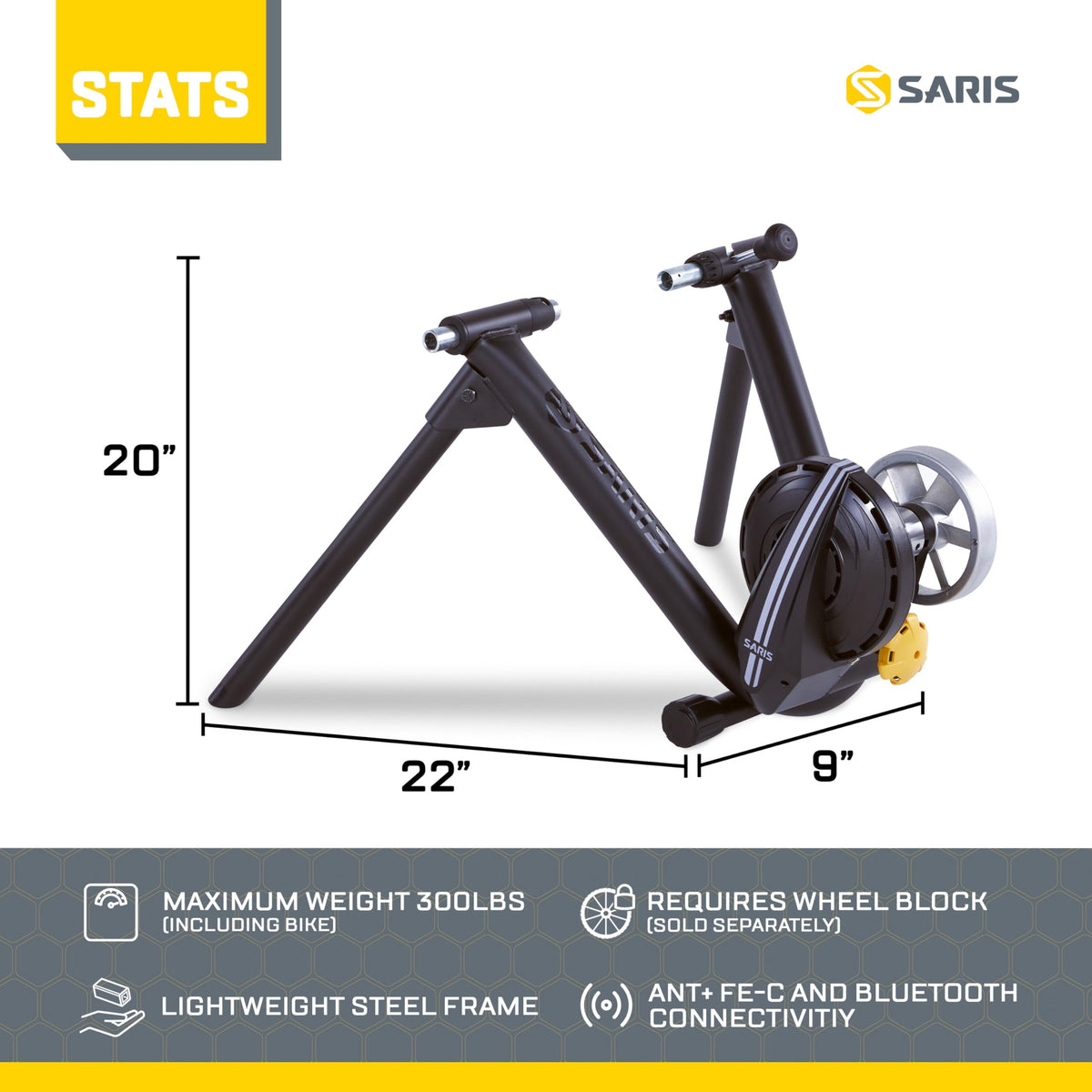 Saris M2 Smart Indoor Bike Trainer, Compatible with Zwift App, Black, Made in the USA
