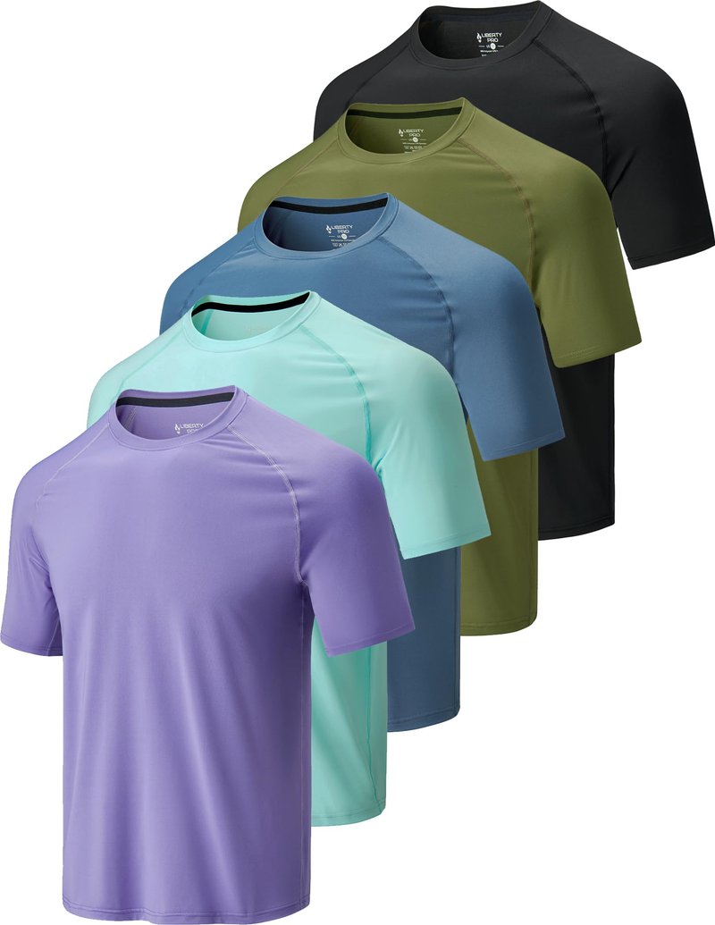 5 Pack Men’s Active Quick Dry Crew Neck T Shirts | Athletic Running Gym Workout Short Sleeve Tee Tops Bulk (Set 8, 3X-Large)