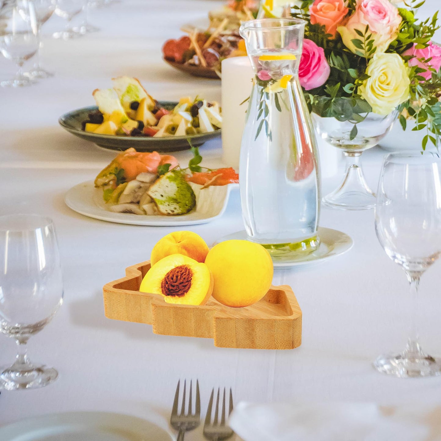 2pcs Christmas Tree Tray Small Xmas Tree Shaped Fruit Tray Snack Appetizer Plate Bamboo Serving Dish for Holiday Parties and Everyday Use
