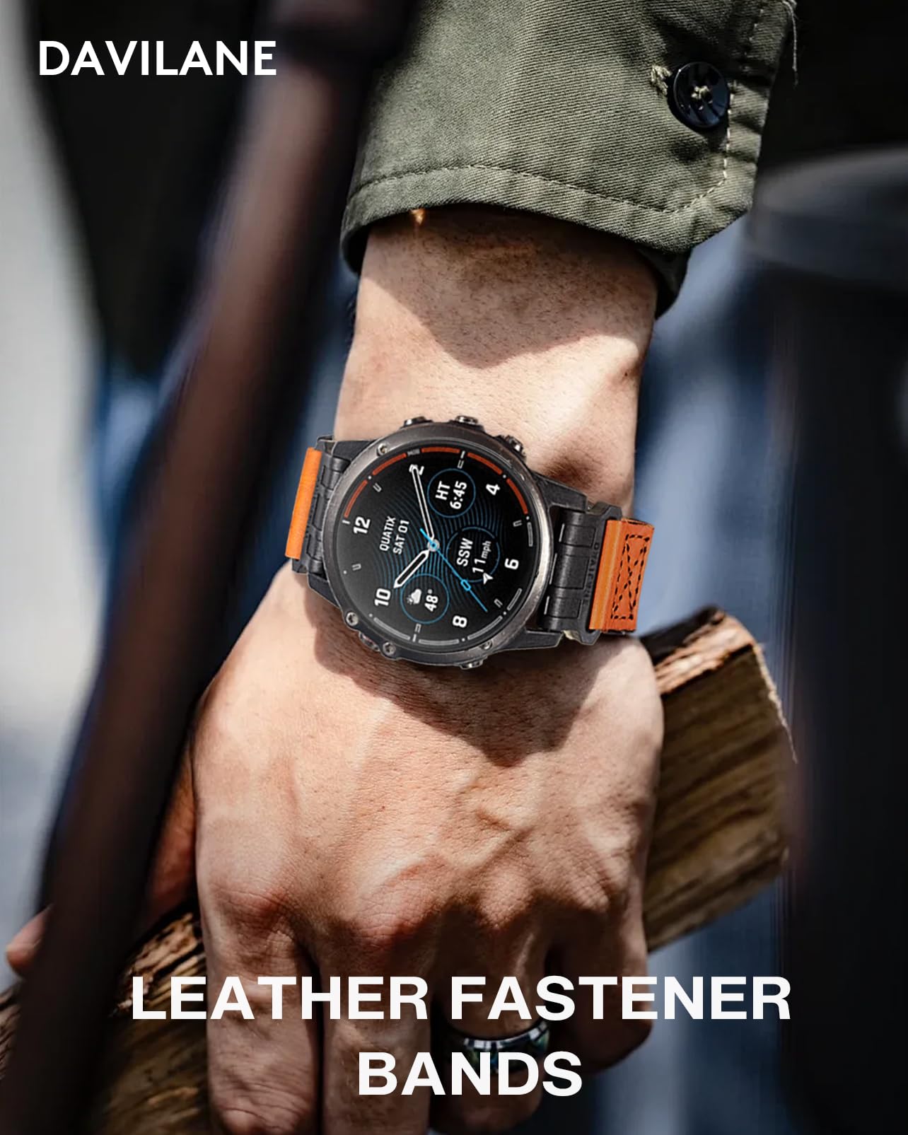 Compatible with Garmin Instinct 2/3 Watch Bands, Rugged Tactical Leather for Fēnix 8 47mm/E 47 mm/7/6/5, Quick Fit 22mm Strap Fit for Quatix 6/5/8 47mm, Approach S60/S62