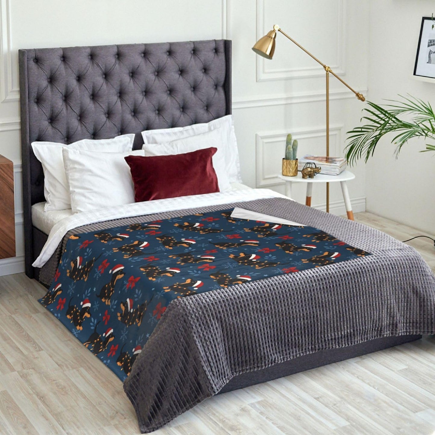 Christmas Dachshund Throw Blanket Soft Cozy Plush Warm Fleece Blanket for Sofa Couch Bed 80"X60"