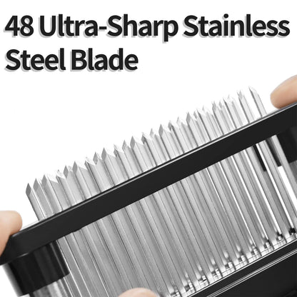 JY COOKMENT Meat Tenderizer with 48 Stainless Steel Ultra Sharp Needle Blades, Kitchen Cooking Tool Best for Tenderizing, BBQ, Marinade