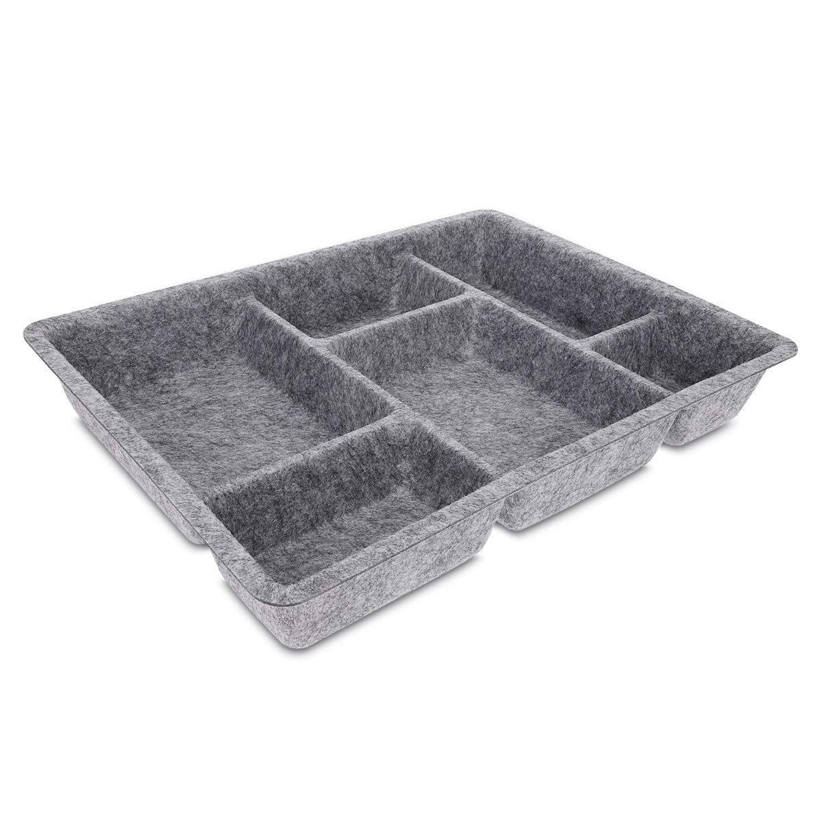 Navaris Felt Drawer Organizer Tray - Tidy Desk Drawers, Office Supplies, Jewelry, Cosmetics, Small Personal Items and Accessories - Gray