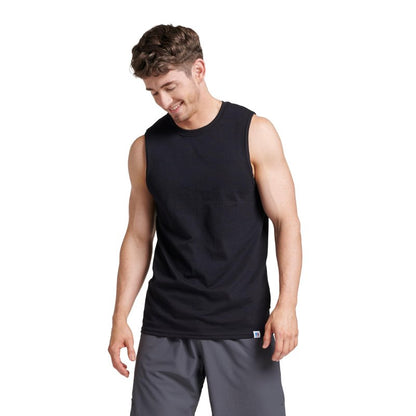 Russell Athletic Men's Cotton Performance Sleeveless Muscle T-Shirt,Black,Medium