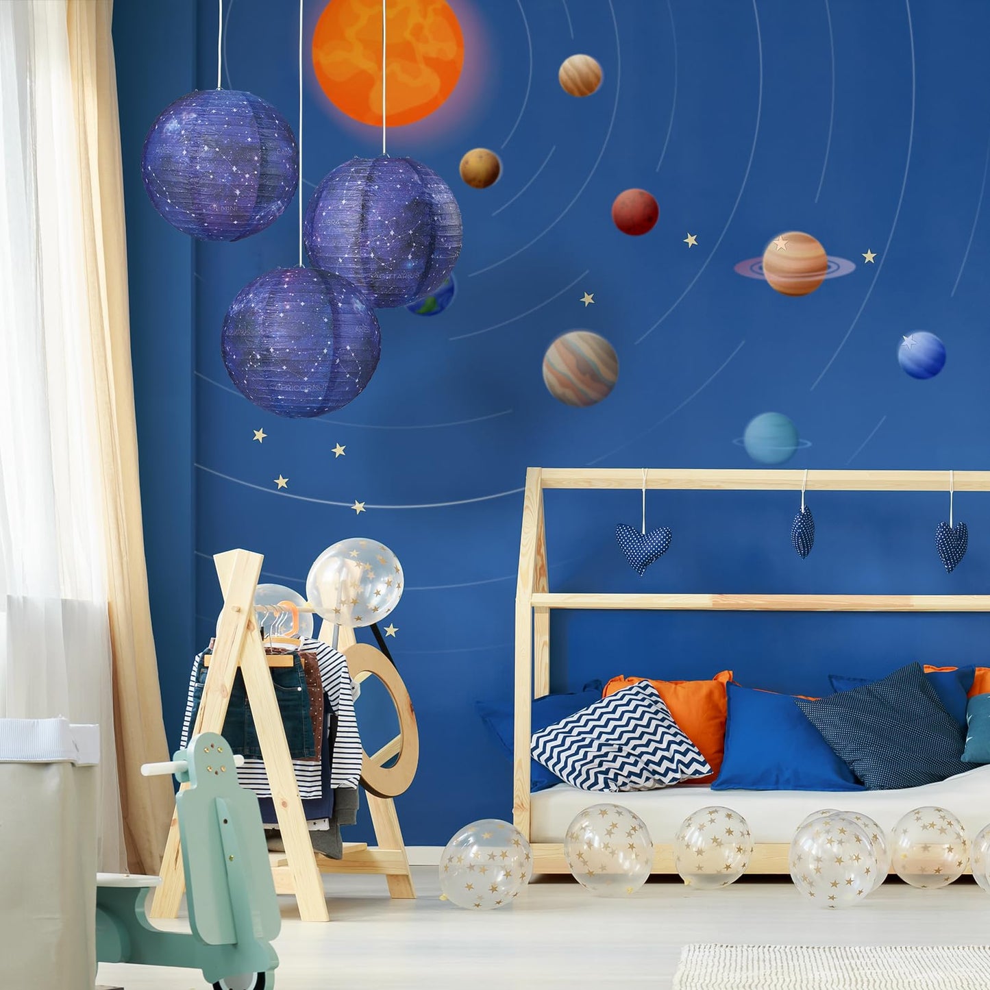 3pcs Galaxy Paper Lanterns with Constellation, 12 inch Space Party Decor, Galaxy Themed Paper Lanterns for Galaxy Party Decorations Party Birthday Room Decorations