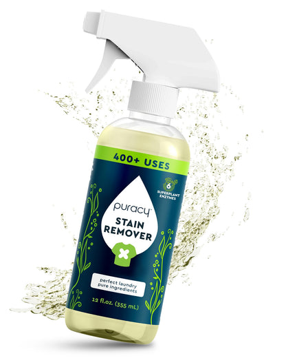 Puracy Stain Remover Spray, Natural Based Travel and Laundry Stain Cleaner for Clothes, Baby Essentials, Kids Stains, Oil and Fabric Spot Cleaner (Unscented, 12 oz)