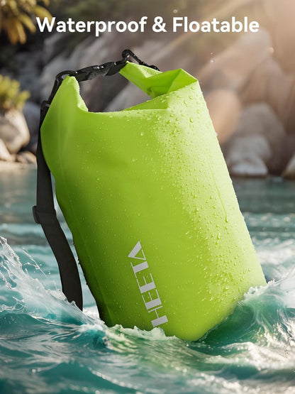 HEETA Waterproof Dry Bag for Women Men, Roll Top Lightweight Dry Storage Bag Backpack with Emergency Whistle for Travel, Kayaking, Boating, Camping, Beach, Cruise Ship Essentials (Lemon Green, 5L)