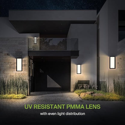 ASD LED 14" Outdoor Wall Light, Front Door House Sconce | 3CCT, Dimmable, Waterproof, ETL Listed | 20W 1900LM 3000-5000K 120V | Exterior Patio Lighting Fixture, Flush Mount Porch Lamp | Black, 4 Pack