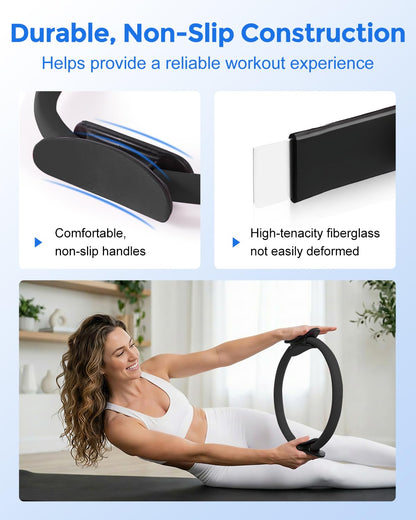 Home Pilates Kit for Petite Women, Pilates Ring and Ball Set 12'' Magic Circle, Mini Ball, 5 Resistance Bands, Workout Guide for Essentials Starter Kit for Beginners, Strength, Toning, Improve Posture