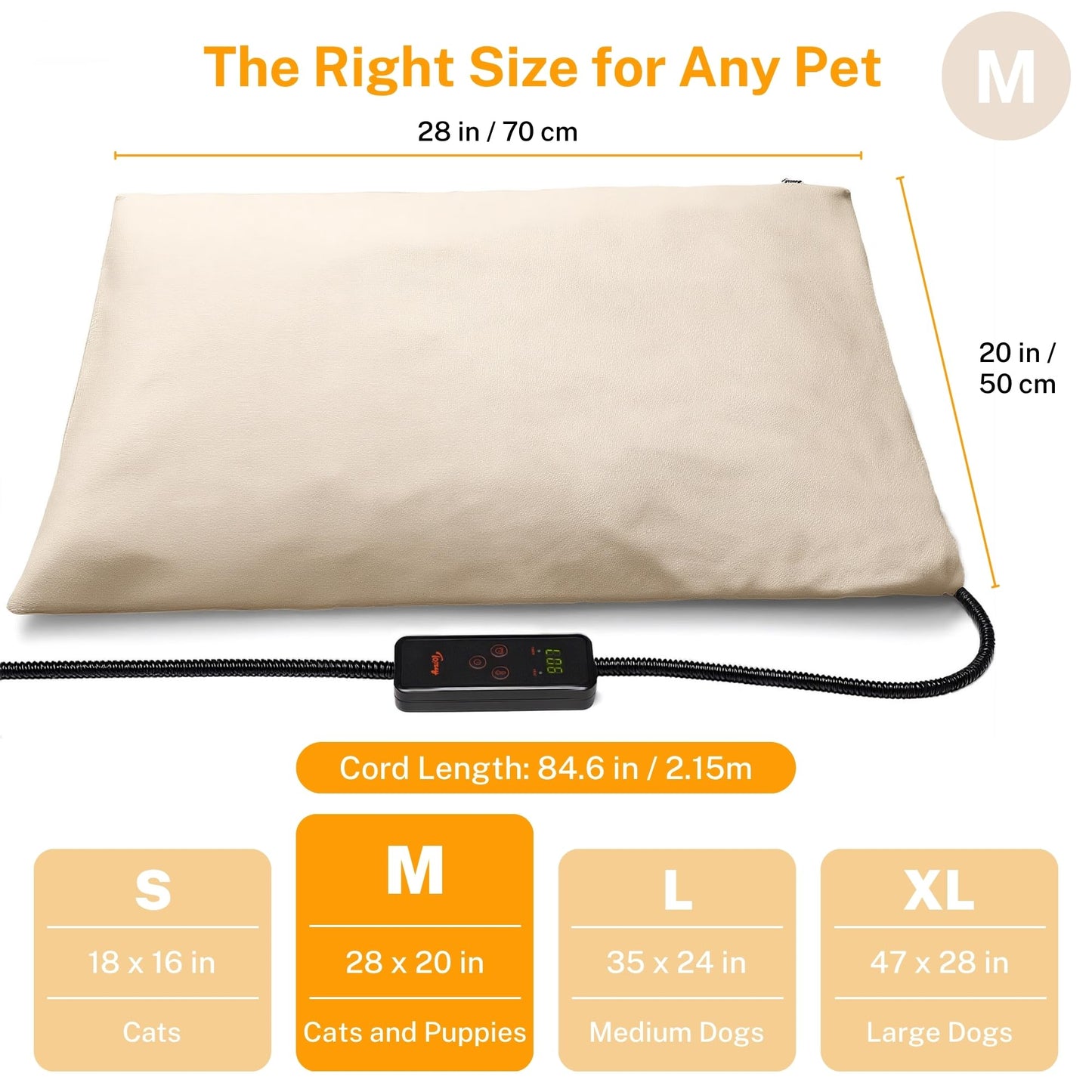 Toozey Small Pet Heating Pad, 6 Adjustable Temperature Dog Cat Heating Pad with Timer, Waterproof Heated Cat Bed with Chew Resistant Cord, Indoor Electric Pet Heated Mat 18x16in