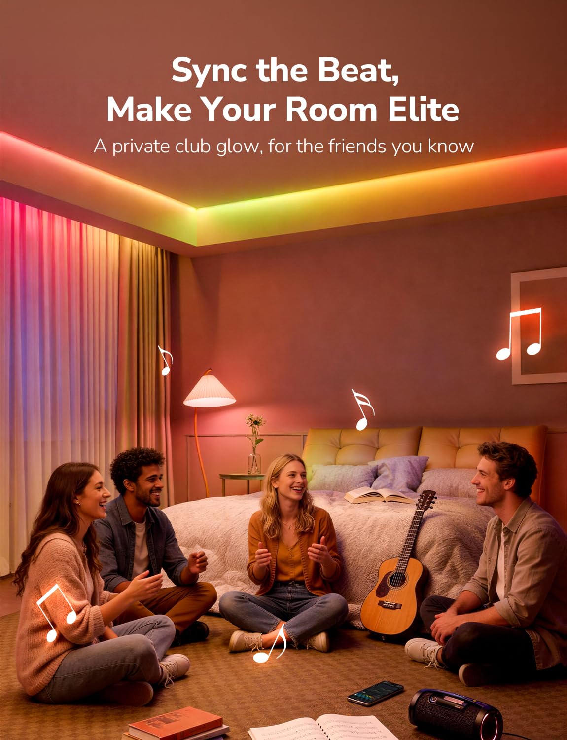 Lepro S1 AI LED Strip Lights for Bedroom - 50ft Smart RGB Light Strips with IC and Rainbow Chasing Effects, Color Segment DIY, Personalized Al Lighting Designer, No Remote, 2.4G Wi-Fi & Bluetooth
