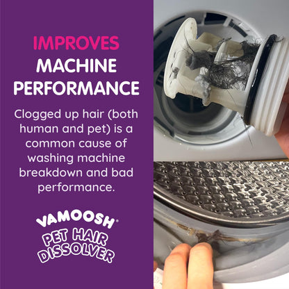 Vamoosh Pet Hair Dissolver- Pet Hair Remover for Washing Machines, 6x100g (2 Boxes), Removes Odor Dissolves Dog, Cat, Animal Fur, Cleans Pet Bedding in Washing Machine, Easy to Use, Up to 6 Washes