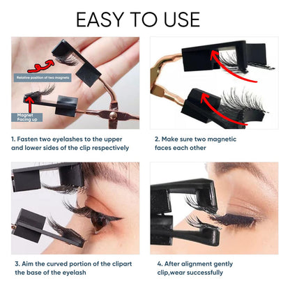 Magnetic Eyelashes, Effectively 3D Natural Look False Lashes without Eyeliner, Reusable & Light Weight Magnetic Eyelashes with Applicator No Glue