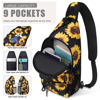 Crossbody Bags for Women Men Trendy Sling Bag Bakpack Casual Chest Bag with Convertible Shoulder Strap