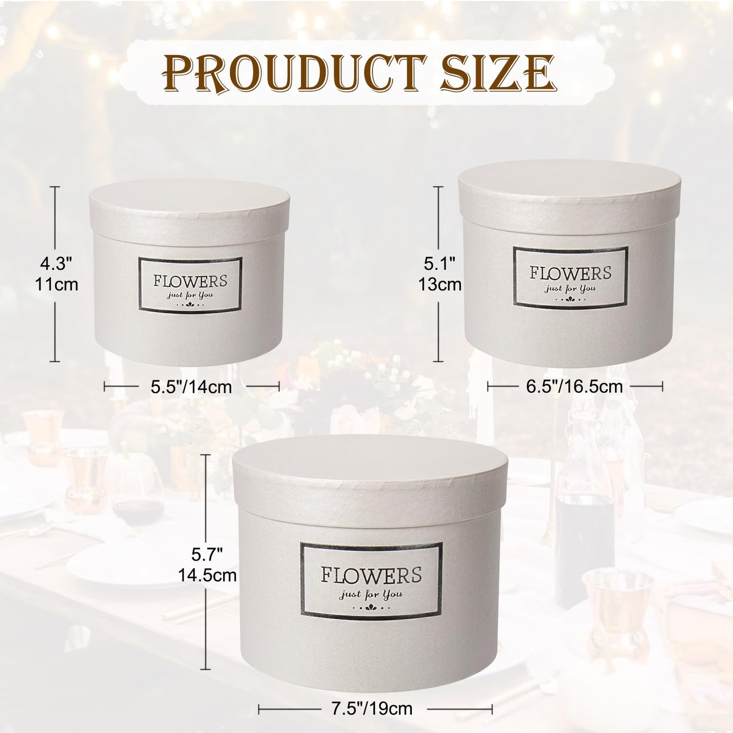 GnFlus White Gift Box Round Gift Boxes with Lids Set of 3 Nesting Gift Boxes for Presents Assorted Sizes Flower Boxes for Arrangements Birthday Wedding Bridesmaid Graduation Christmas Party Gift Bags