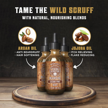 Viking Revolution Sandalwood Beard Oil for Men - Natural Mens Beard Oil with Argan Oil and Jojoba Oil - Beard Softener, Strengthens and Moisturizes - Beard Conditioner for Men (Sandalwood, 1 Pack)