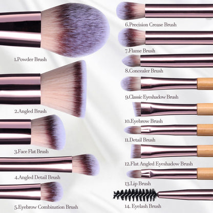 BS-MALL Travel Makeup Brush Set Foundation Powder Concealers Eye Shadows Makeup Set with LED light Mirror 14 Pcs (Green)