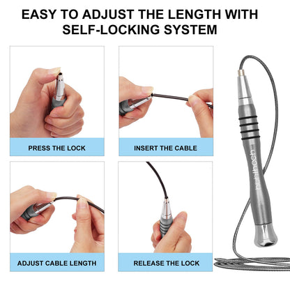 High Speed Jump Rope - Self-Locking No-Screw Design, Weighted Jump Rope, 360° Fast Rotation, Silicone Textured Design, Non-Slip, Includes 2 Speed Ropes Cables for Optimal Fitness Training & More - CrossFit Jump Rope.