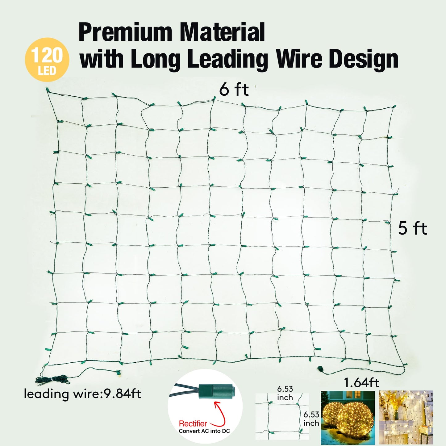 Led Christmas Net Lights Outdoor Christmas Bushes Lights 120Led 6ftx5ft, Connectable Outdoor Indoor Mesh Net Lighting for Xmas Holiday, Garden, Lawn, Shrubs, Trees, Bushes Decorations(WarmWhite)