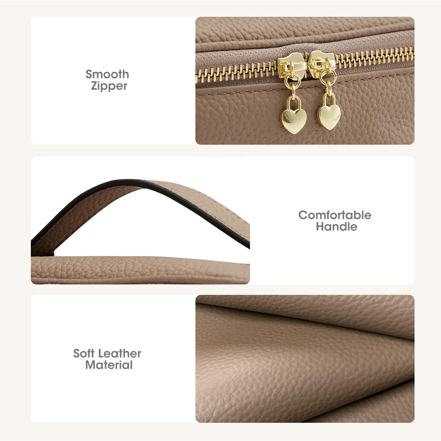 Kattee Makeup Bag for Women, Leather Cosmetic Bag, Working Makeup Bags for Ladies with Handles, Portable Travel Toiletry Bag,Apricot