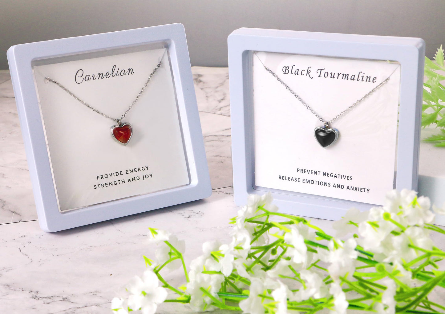 SmileBelle Black Heart Necklace for Women, Gothic Black Necklaces Black Tourmaline Necklace as Birthday Gifts for Her, Black Handmade Jewelry Silver Heart Pendant Necklace for Teen as Tendy Jewelry