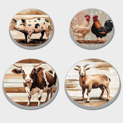 Farm Animal Electric Stove Burner Covers，4 Pack Round Stove Burner Covers，8 Inches and 10 Inches，Gas Stove Burner Covers,Metal Stove Burner Cover，Framhouse Cooktop Decorative，Home Decor,Kitchen Decor