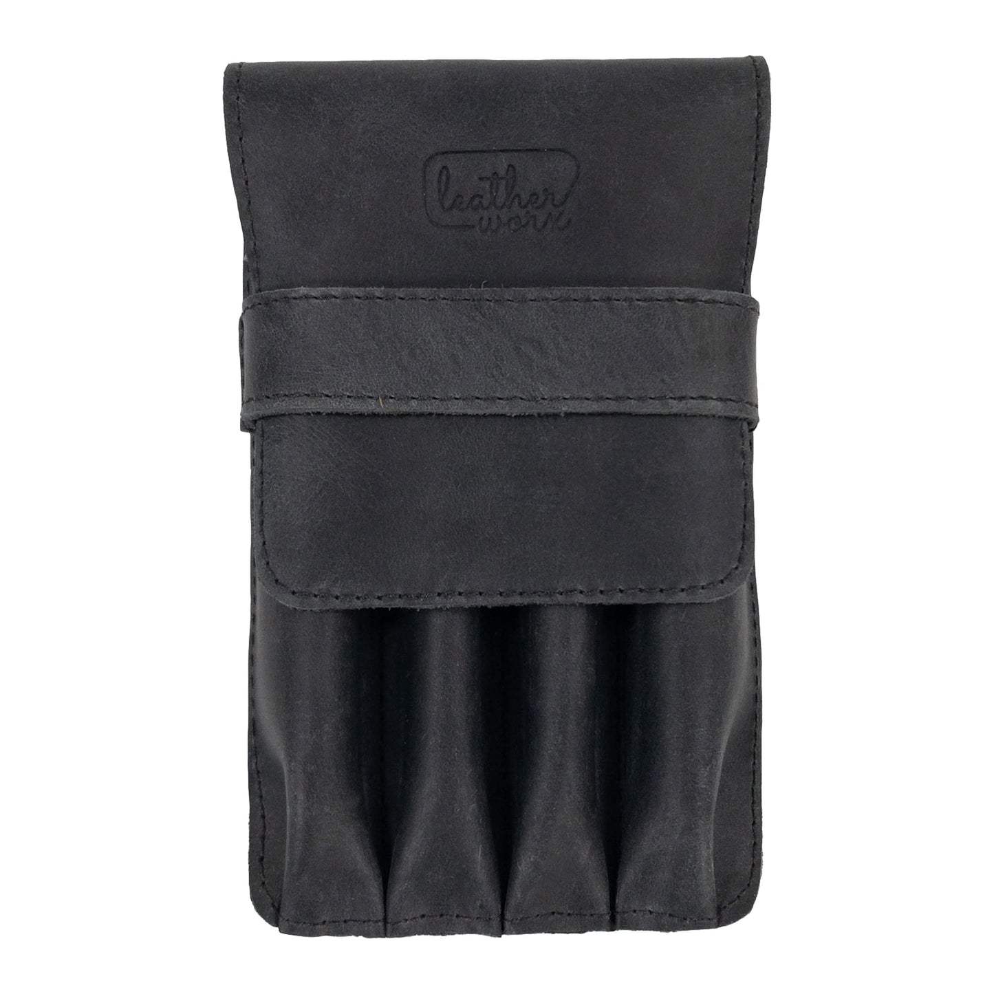 Leather Worx, Pen Holder, Pencil Case, Minimalist Style Holder, Classic Storage, Full Grain Leather, Handmade, Charcoal Black