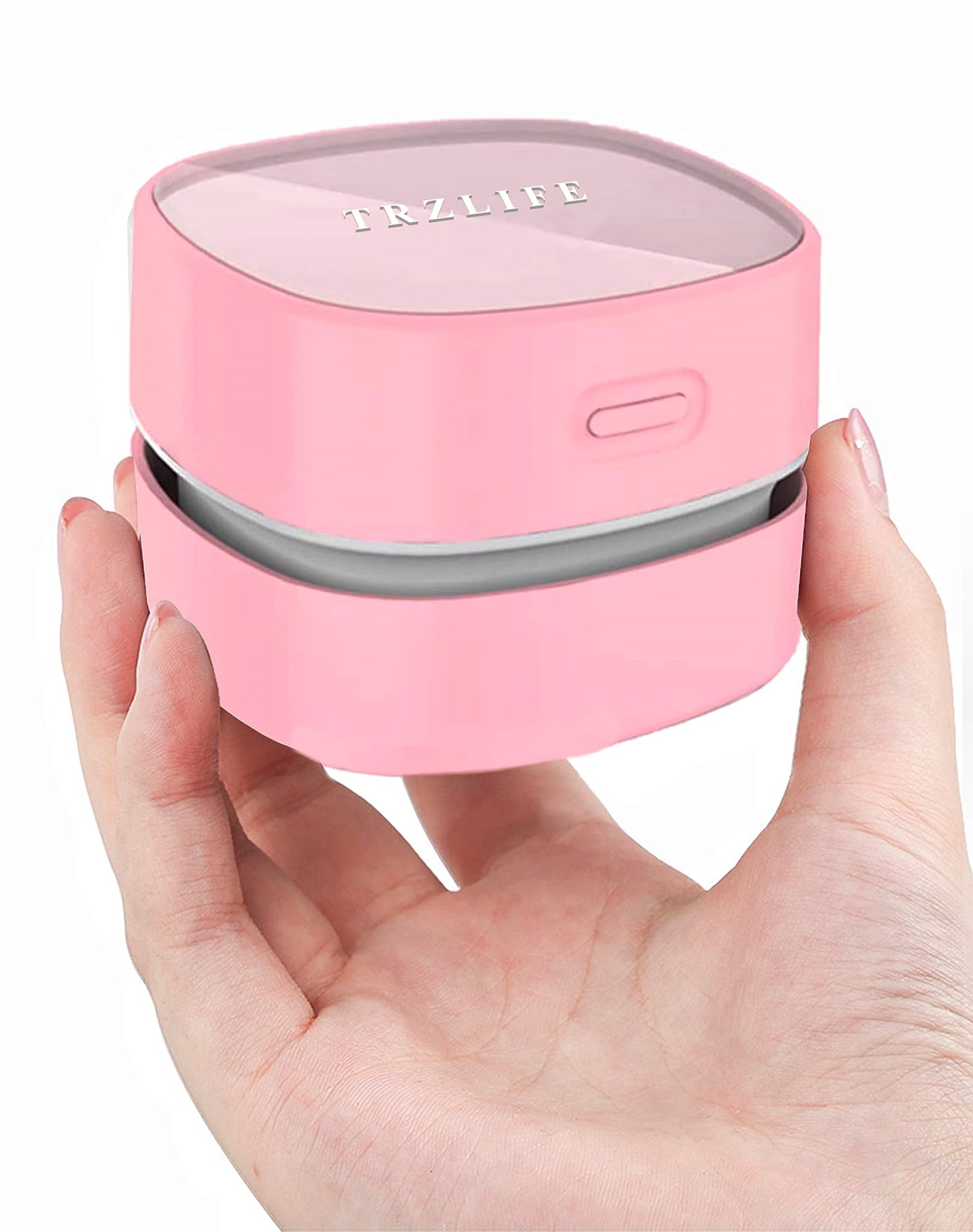 TRZLIFE USB Rechargeable Mini Desk Crumb Vacuum, Portable Cordless Desktop Cleaner for Keyboard, Desktop, Countertop, Drawer, Ideal Office Accessory, Pink