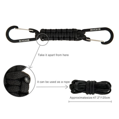 BRAVESHINE 2 Pack Purple Paracord Keychain Hook Carabiner Clips, Lanyard Hanger with D Ring Hooks Heavy-Weight Stroller Hook Holder for Water Bottle, Key, Backpack, Tools, Boys, Girls, Men, Women