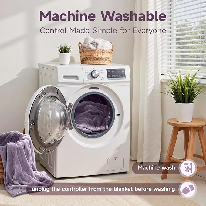 Heated Blanket Throw 50"x60", ETL & FCC Certified Electric Blanket with 3-Hour Timer Auto-Off & 5 Heating Levels, Overheat Protection, Machine Washable - Favor Purple