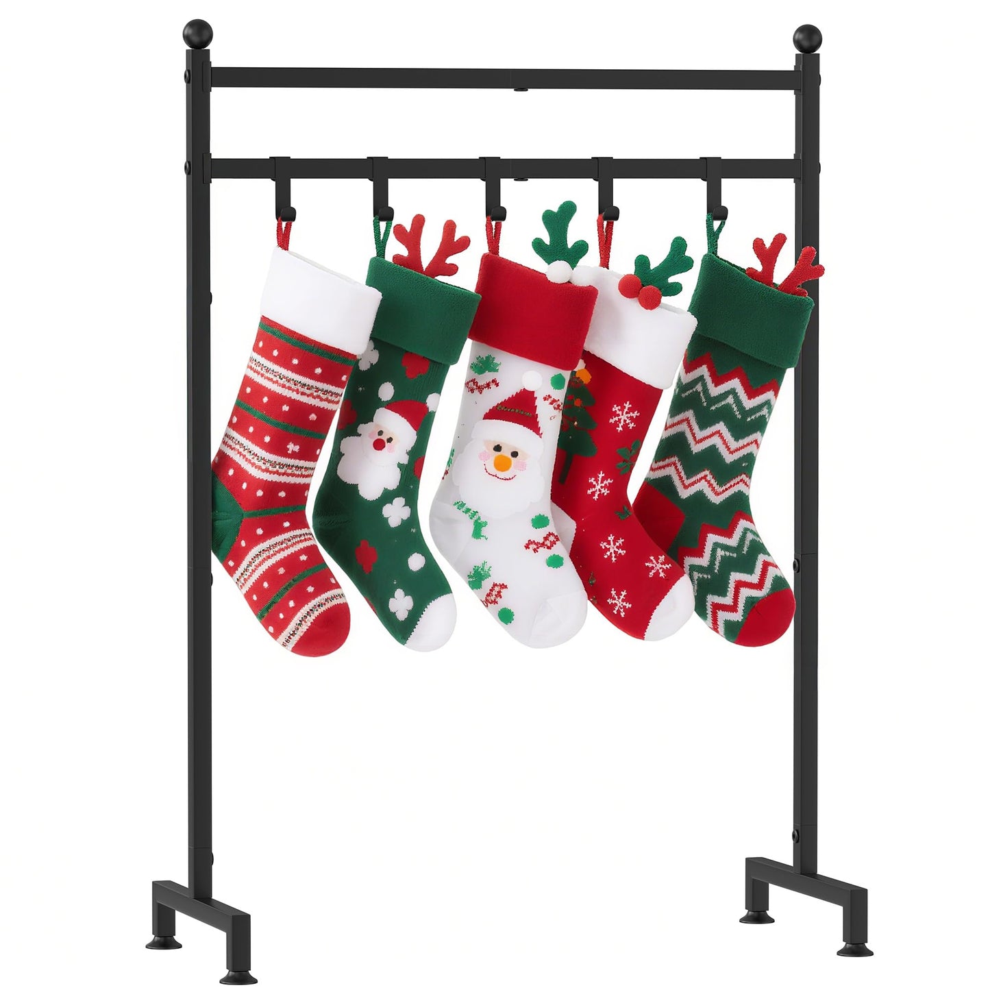 GloTika Christmas Stocking Holder Stand with 6 Hook, Heavy Duty Freestanding Christmas Stocking Hanger, Metal Holiday Decor Hanger Display for Home, Floor, Living Room