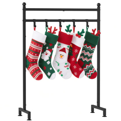 GloTika Christmas Stocking Holder Stand with 6 Hook, Heavy Duty Freestanding Christmas Stocking Hanger, Metal Holiday Decor Hanger Display for Home, Floor, Living Room