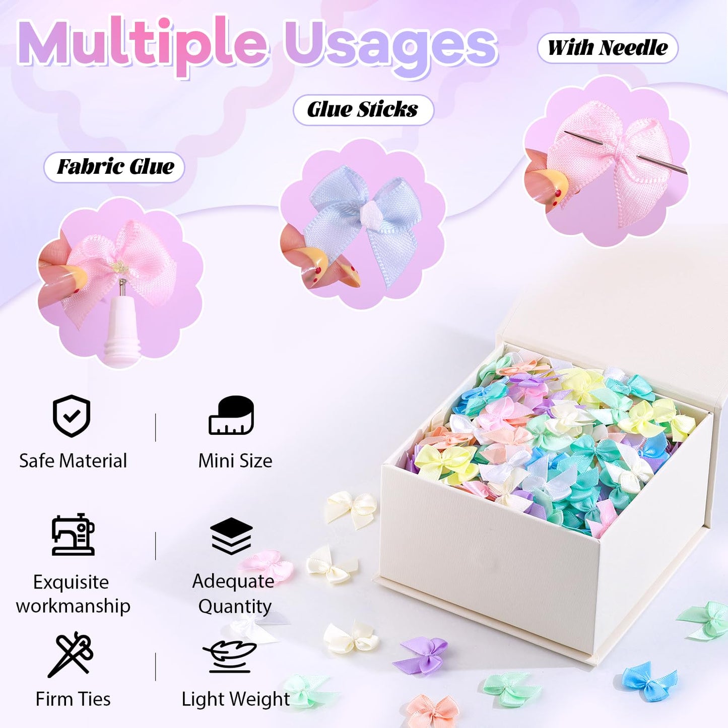 220PCS Tinkrstuff Macaroon Mini Bows for Crafts, 1" Fabric Small Bows for Decoration,Satin Ribbon Tiny Bow for Clothes Ornament, Cute Christmas Tree Bows &Thanksgiving Gifts Party Cake Balloon Decor