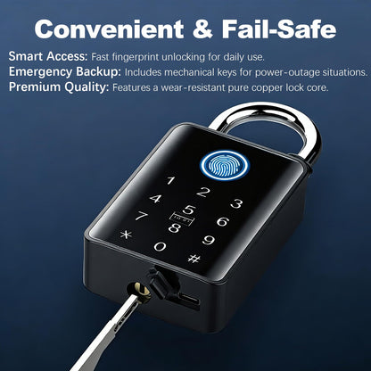 Heavy Duty Smart Fingerprint Padlock with Key, Bluetooth Outdoor Gate Lock IP66 Waterproof, 5 Ways Unlock Smart Gate Lock for Fence Gate Pool Shed Gym Lock Storage, Locker, Tuya App (Gray)
